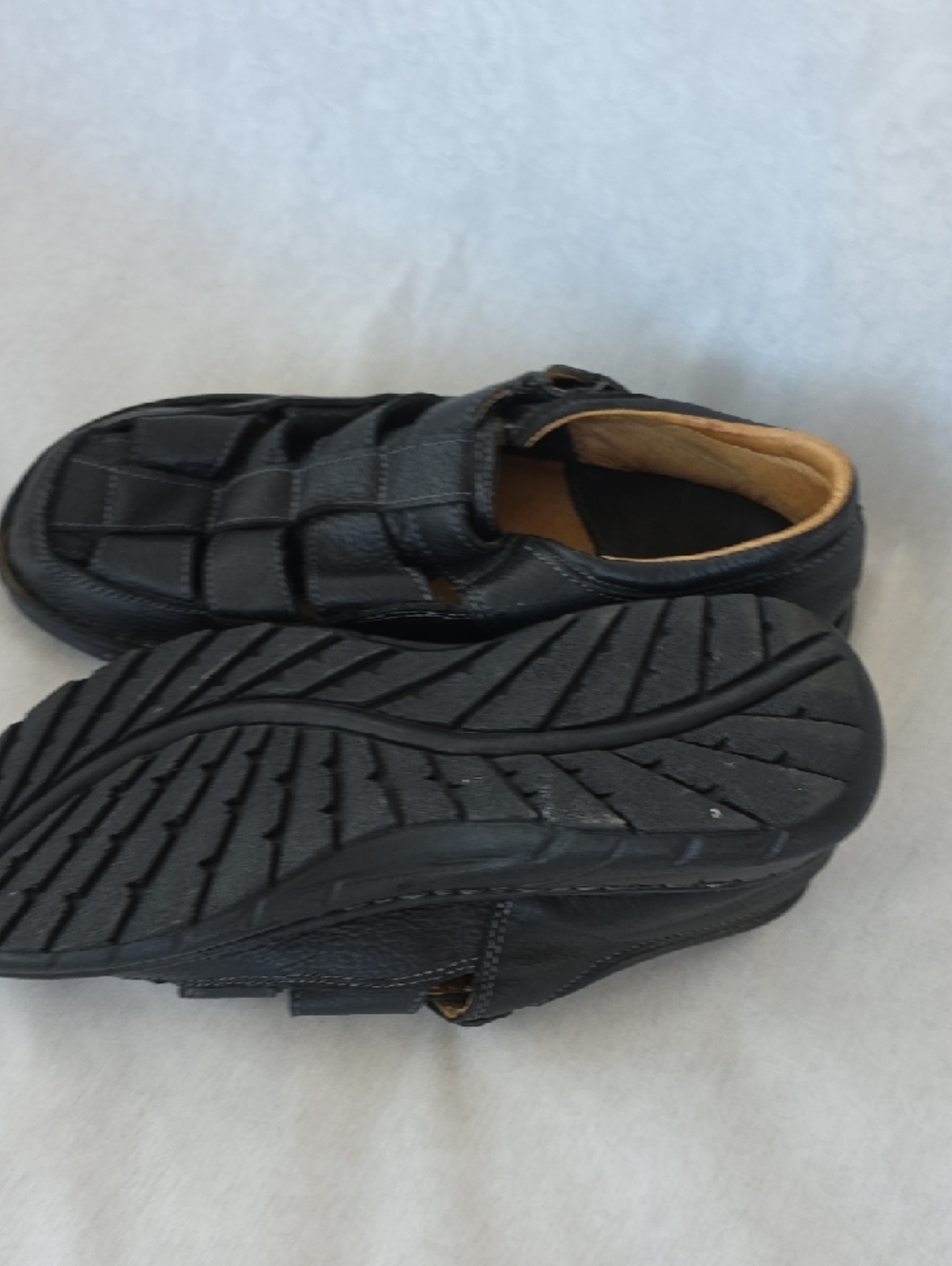 Men's Black Leather  Sandal Slip-On - Picture 6 of 9